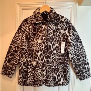 NWT Chico's Black & White Quilted Leopard Print Jacket, Chico’s Size 0 (4/6)